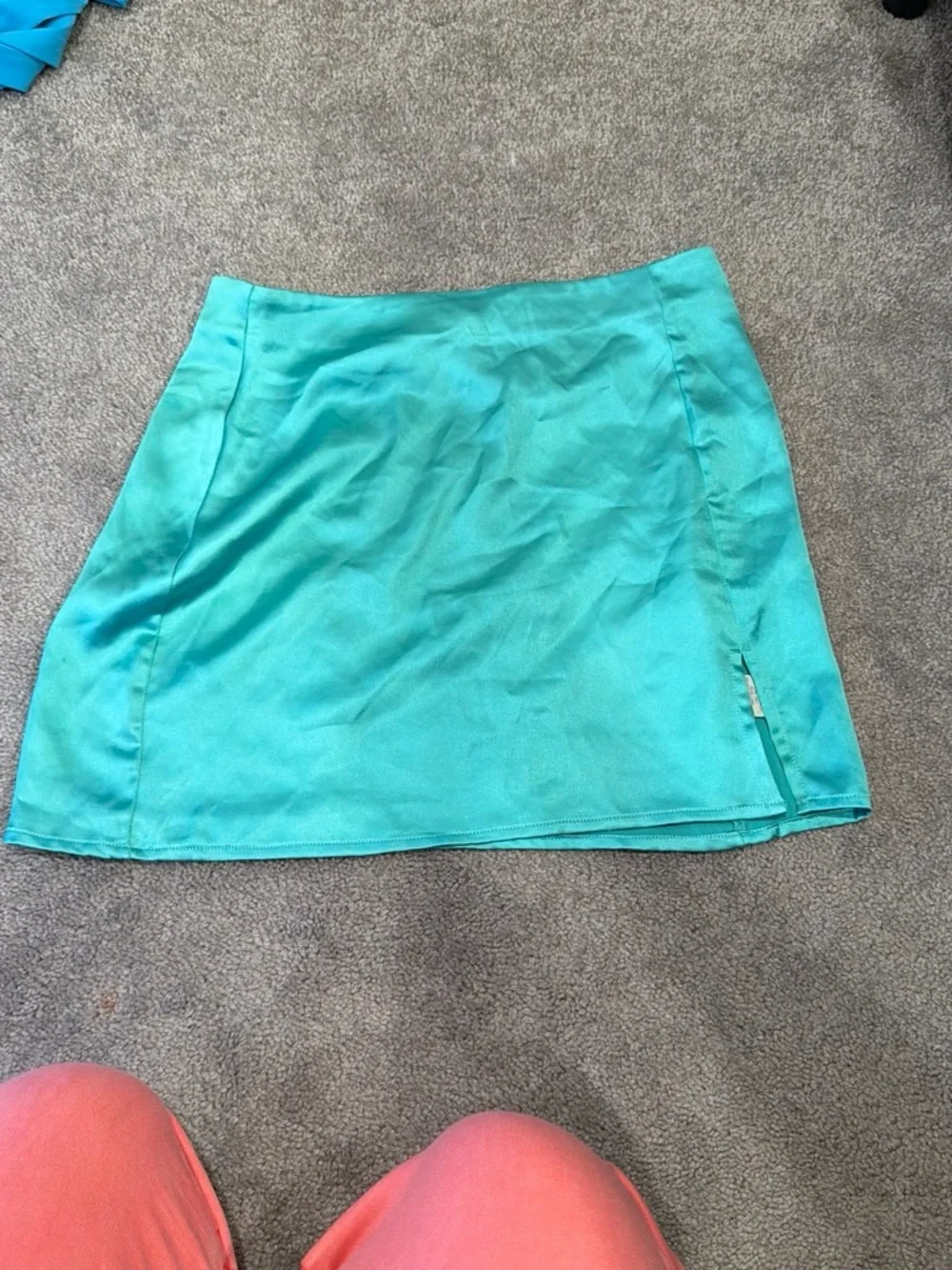 Turquoise Mini Skirt - Sleek Solid A-Line